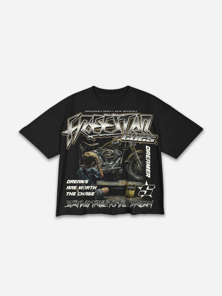 Free Star Chase The Dream Do-over Vintage Biker Graphic Cropped T-shirt