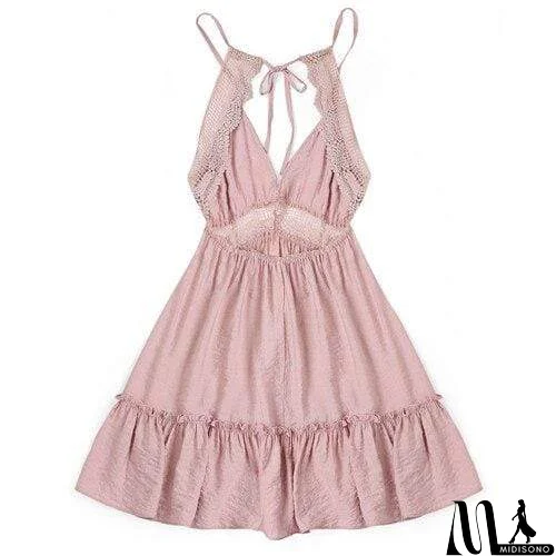 MidiSono - Boho Vrouwen Jurken Spaghetti Strap Backless Elegante Beach Zonnejurk