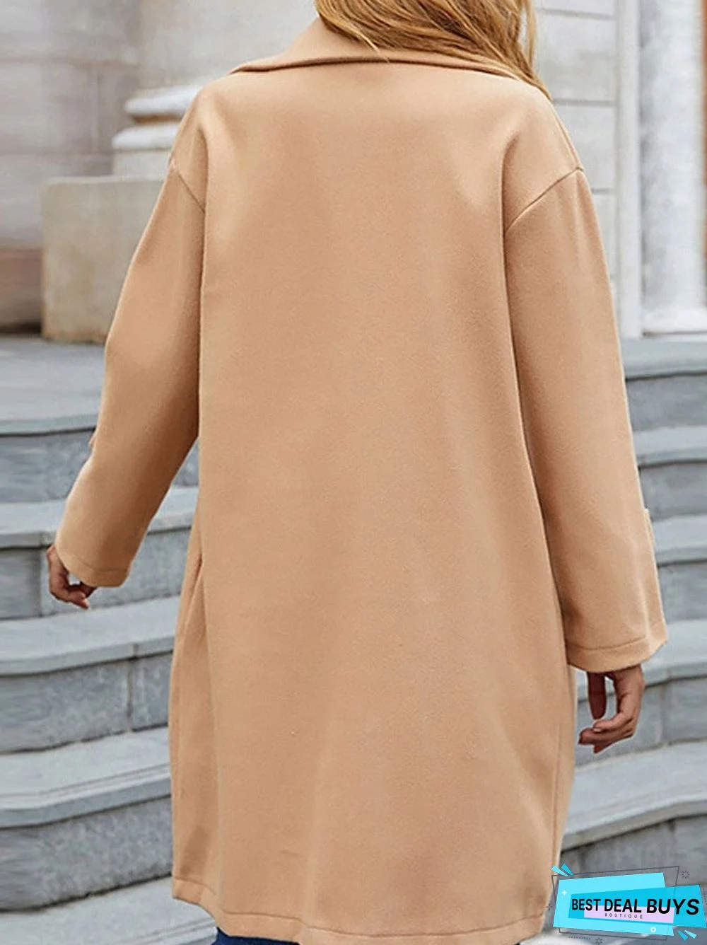 Casual Solid Color Lapel Long Sleeve Coat