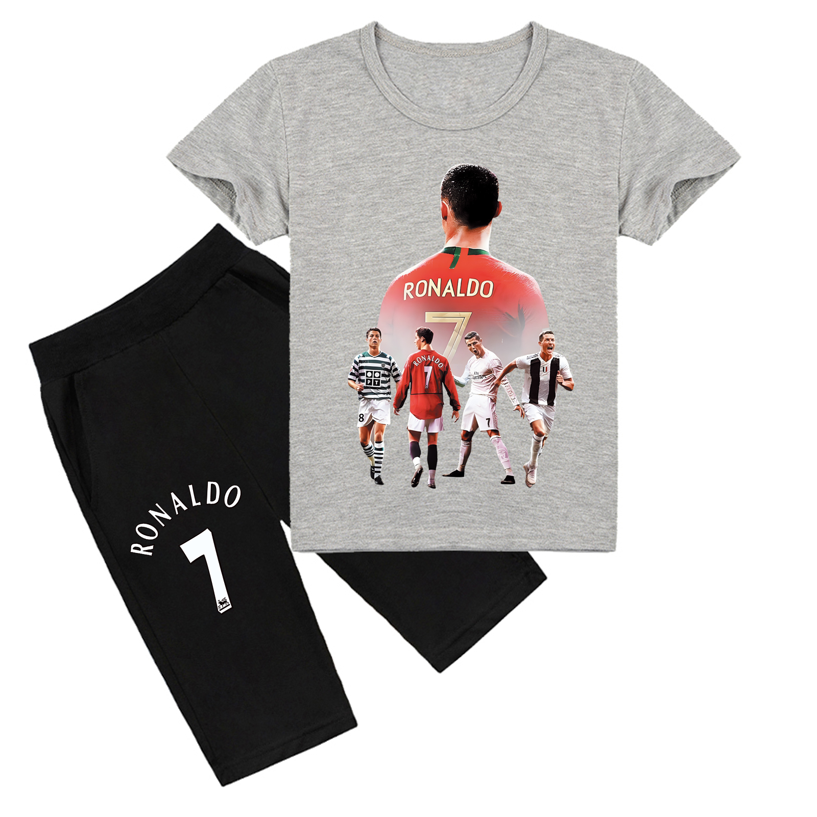 Mayoulove Cristiano Ronaldo Kids' Shorts Set - Boys  Girls Athletic Outfit | Trending Sportswear for Young Fans-Mayoulove