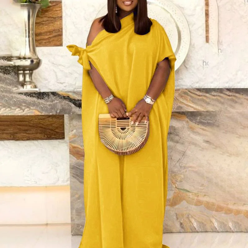 Satin Dress VONDA Women Casual Solid Pleated Long Maxi Dresses Loose Shorts Sleeve Party Robes Longue Sundress