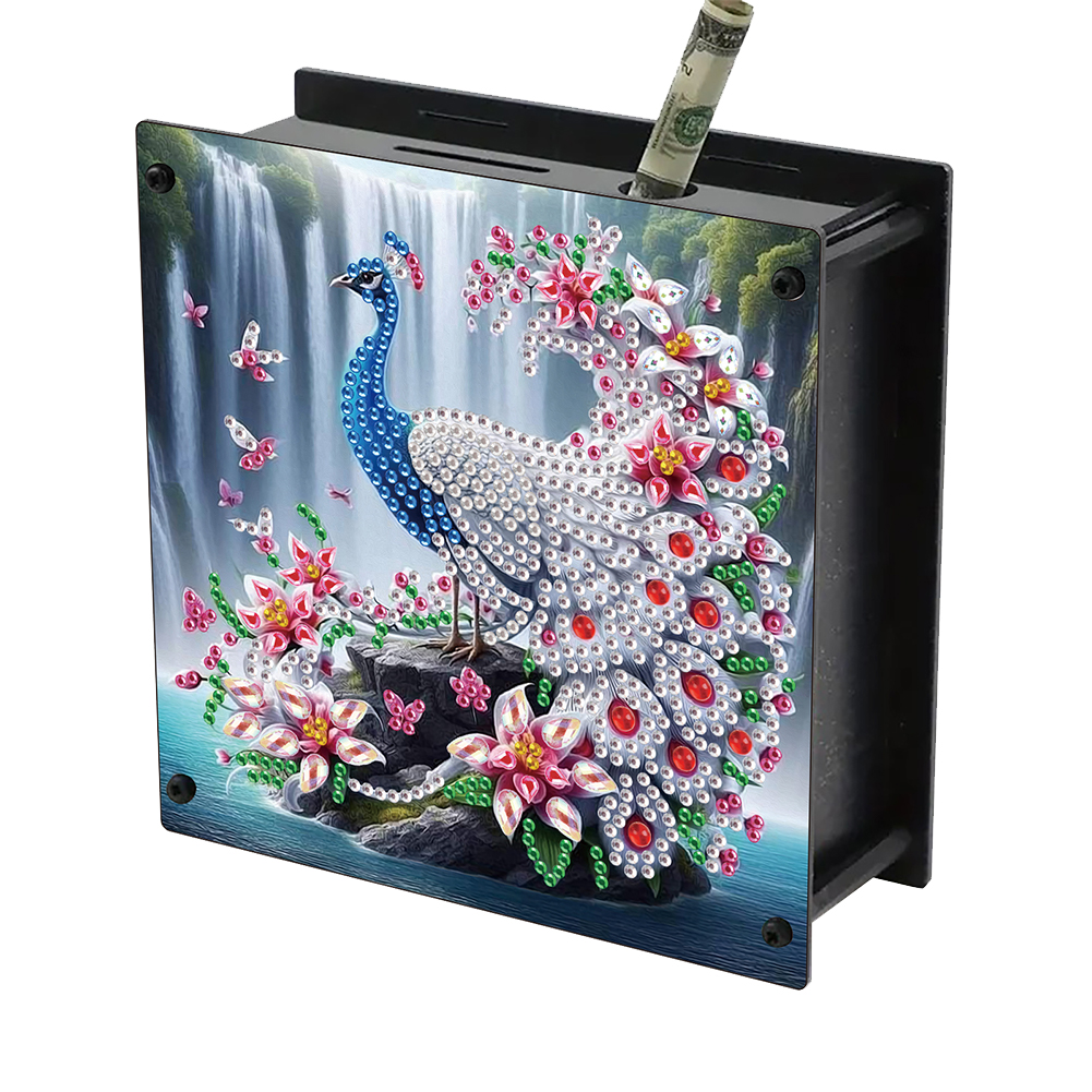 Wooden Peacock DIY Diamond Painting Change Holder Case Ornament for Home Decor