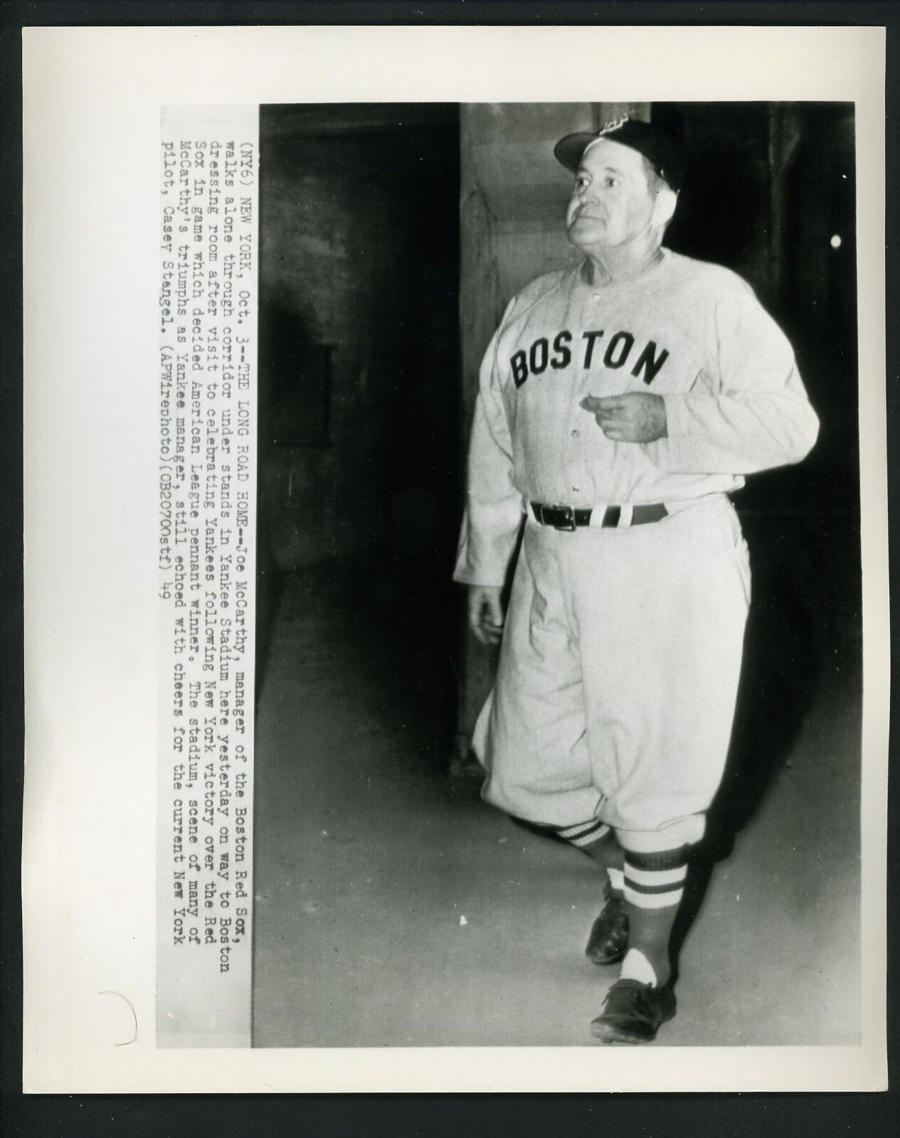 Joe McCarthy Manager of the Boston Red Sox 1949 Press Photo Poster painting