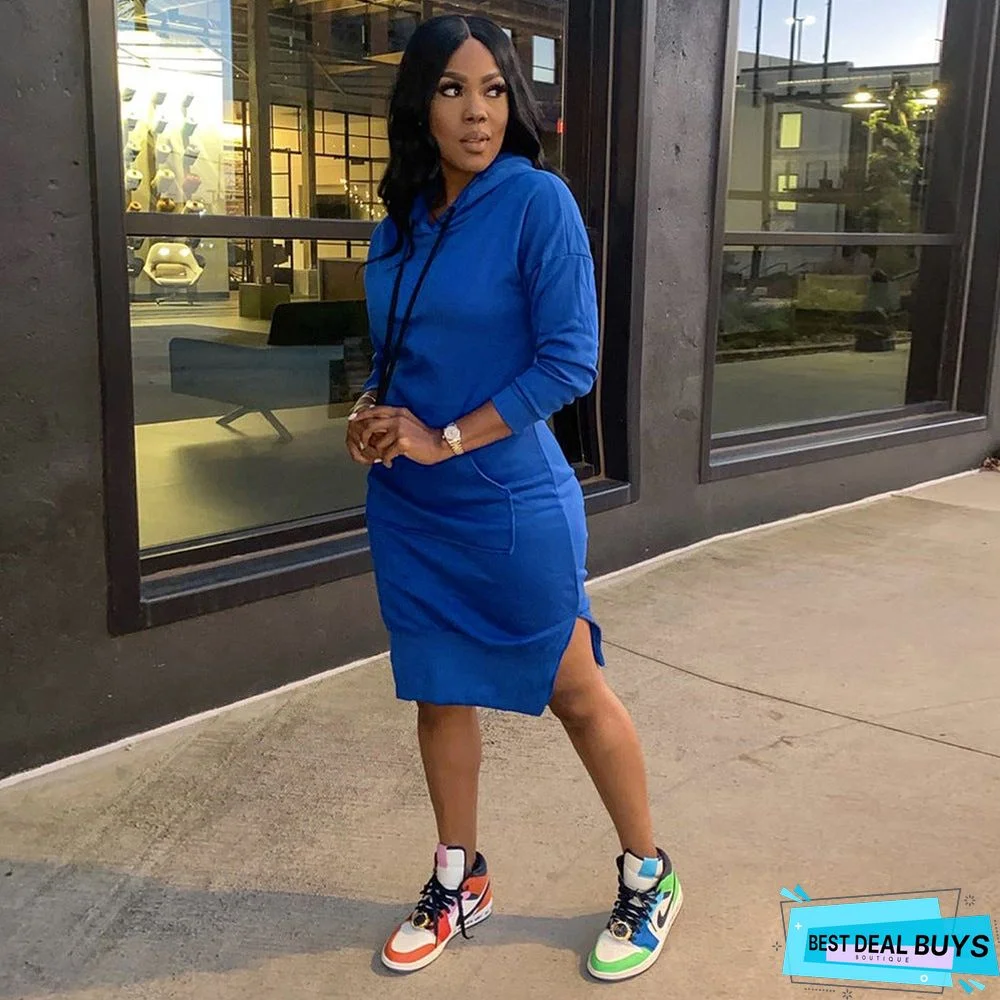 Fashion Commuter Sport Solid Long Sleeve Dress