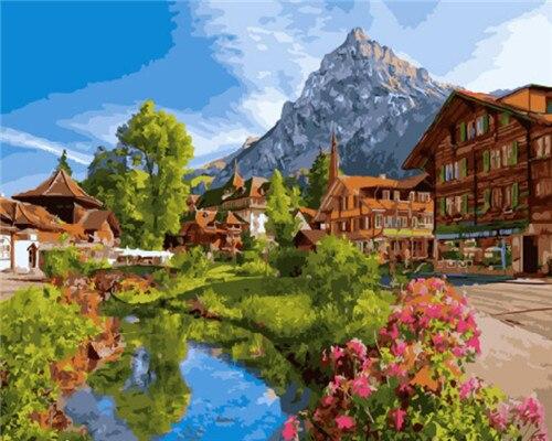 

Mountain Village – Paint By Numbers - 40*50CM, 501 Original