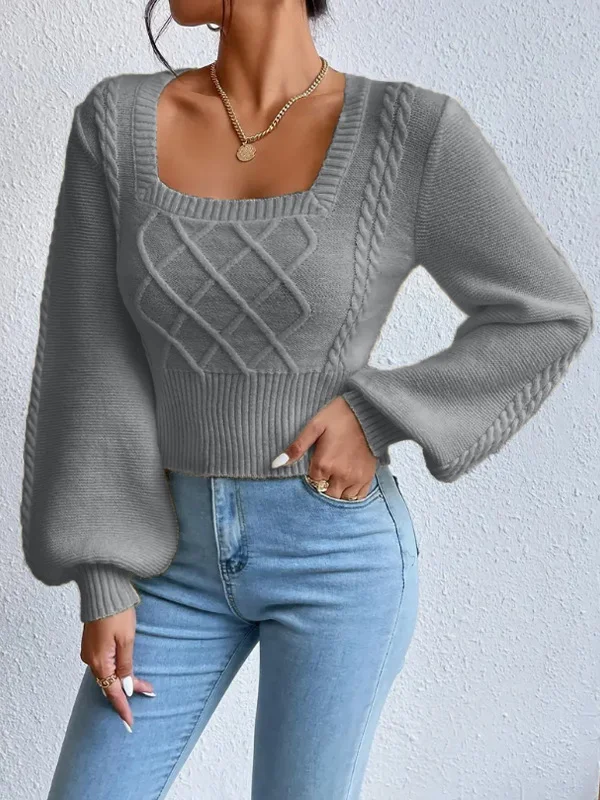 Nigikala Nigikala And Winter New Solid Color Square Sweater Women's Top Fashion Pure Color Knitwear