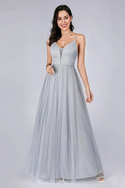 Glamorous Spaghetti-Straps Bling Long Prom Dress