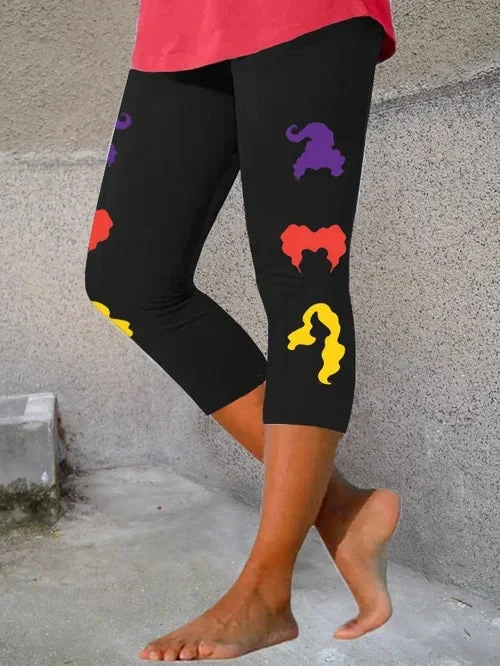 Women's Witch Print Cropped Leggings