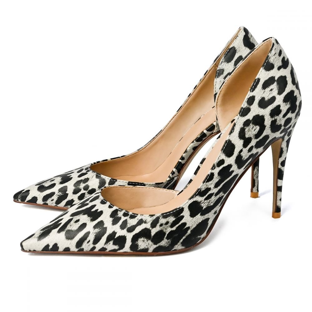 Leopard Print Heels Stilettos Patent Leather Cheetah Pumps Nicepairs