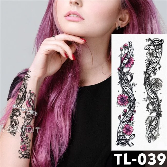 Sdrawing Transfer Black lace bright butterfly Pattern Temporary Tattoo Sticker Chest totem body art Waterproof Fake Flash Tattoo
