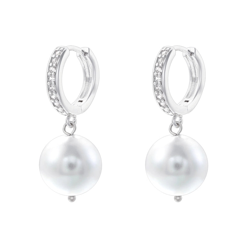 1 Pair Casual Elegant Round Plating Inlay Copper Pearl Zircon 18K Gold Plated Drop Earrings