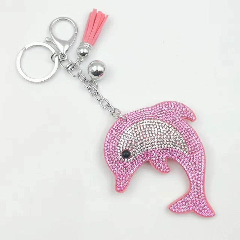 Beach Dolphin Flannel Unisex Keychain