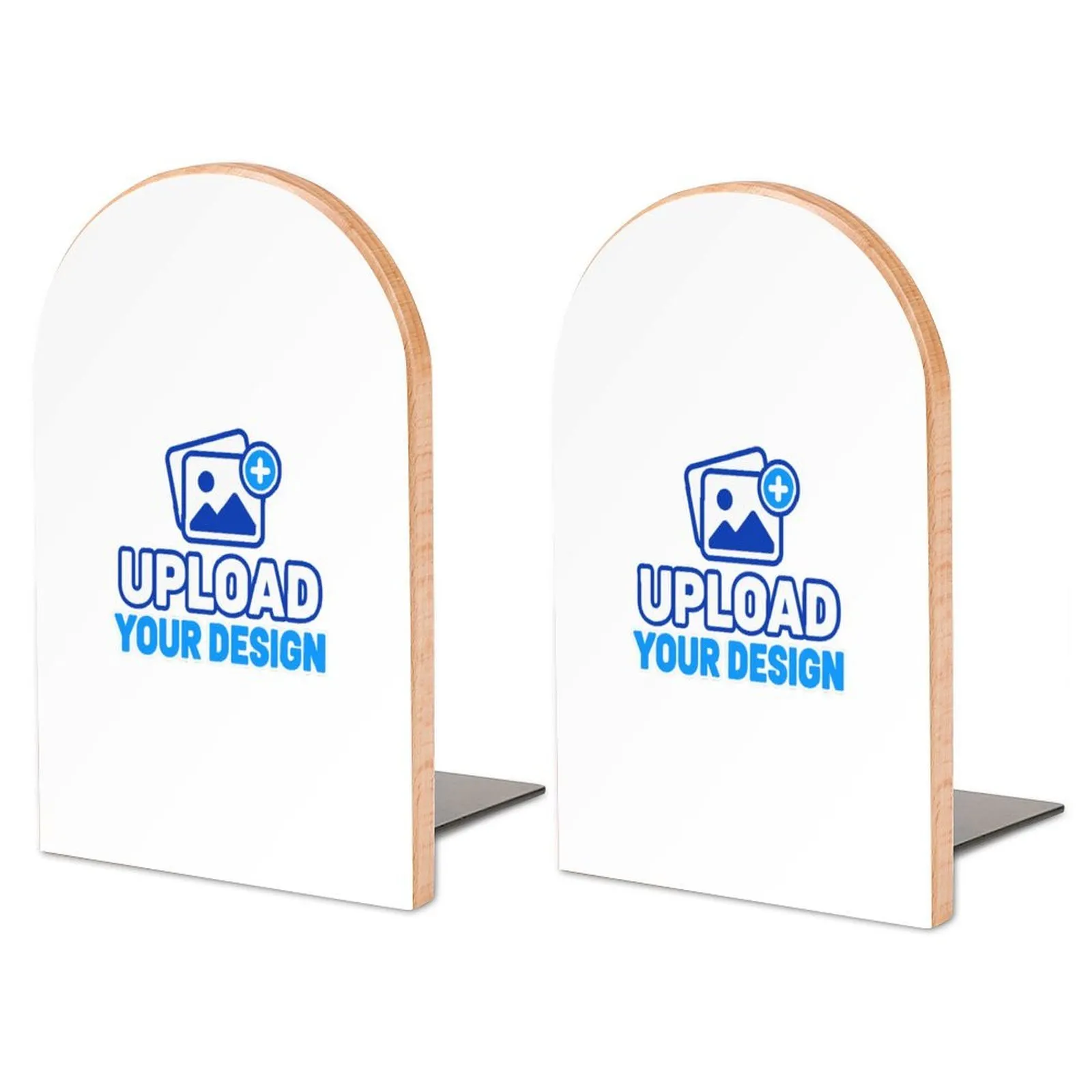custom large wood iron bookends, main product view