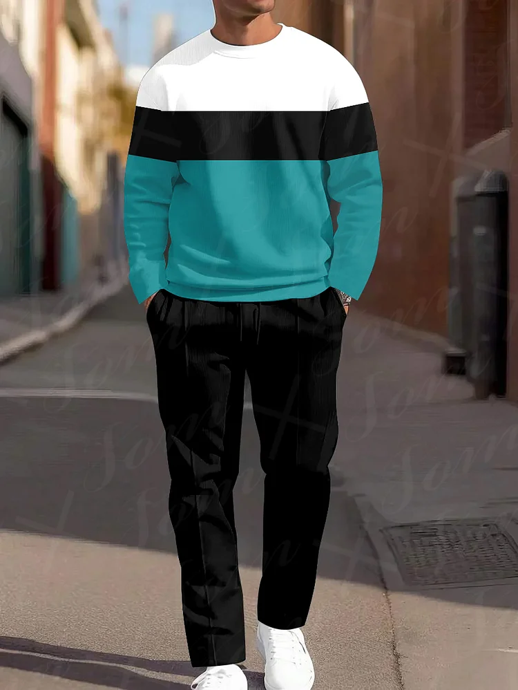 Men Casual Printed Hoodied and Pants Suit