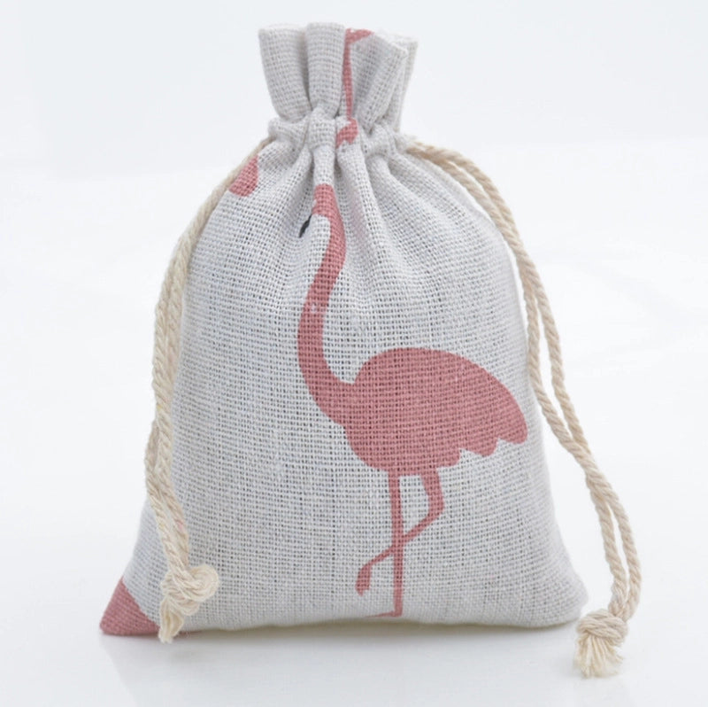 Printed Cotton Bag Cotton And Linen Drawstring Cloth Bag Mosquito Repellent Packaging Bag Jewelry Gift Storage Pastoral Style Small Bag
