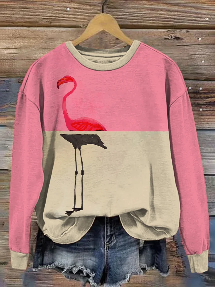 Flamingo Abstract Art Print Cozy Sweatshirt