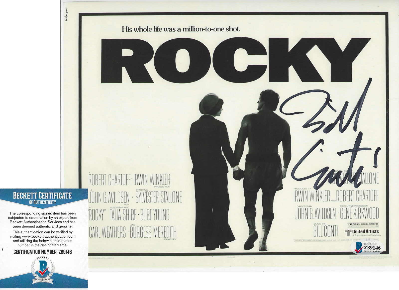 COMPOSER BILL CONTI SIGNED 8X10 Photo Poster painting C ROCKY IV THE KARATE KID BECKETT COA BAS