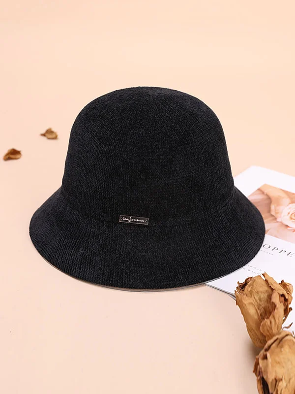 Stylish Selection Chenille Knitting Solid Color Bucket Hat