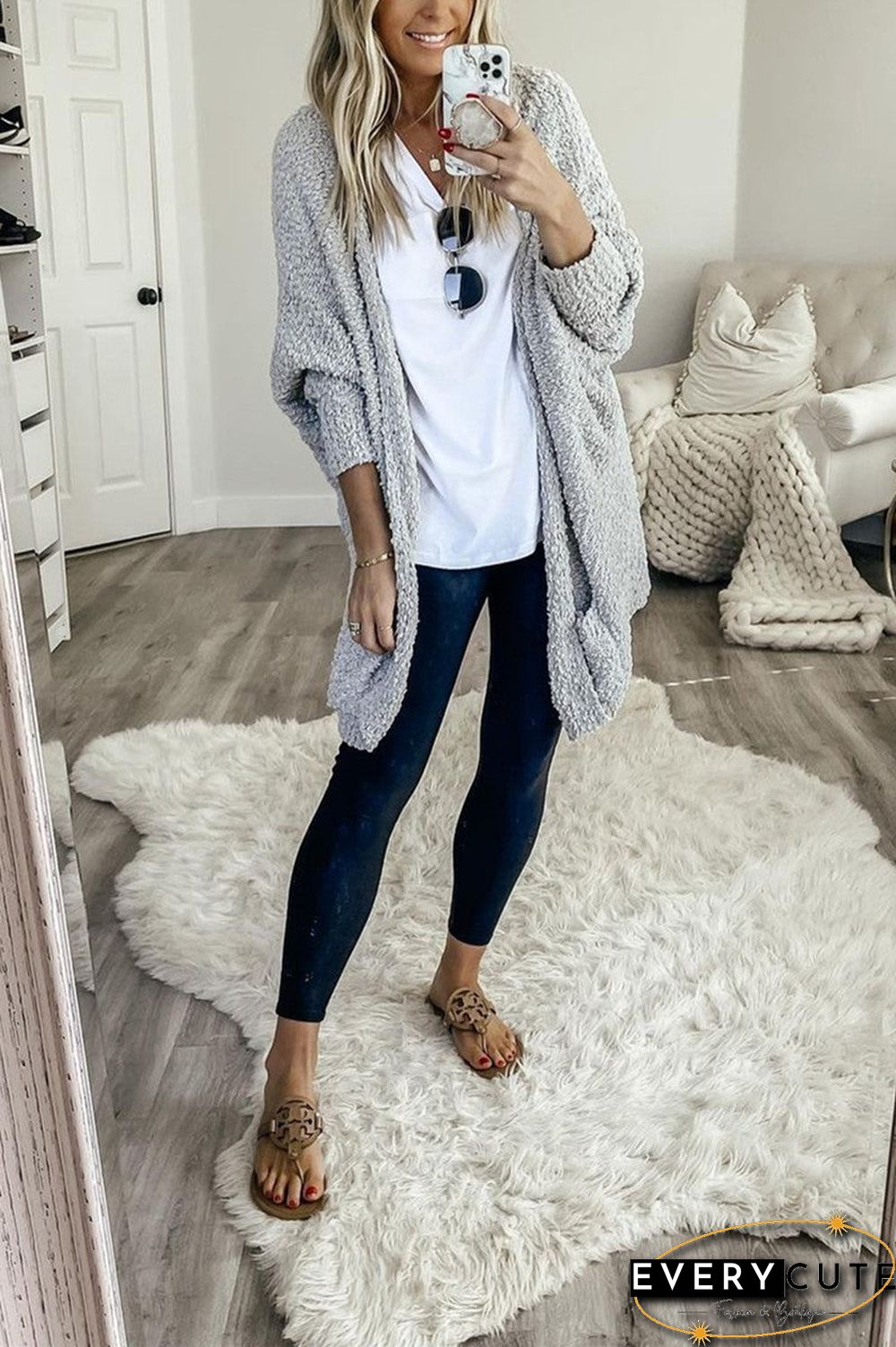Casual Daily Solid Doll Sleeve Cardigan