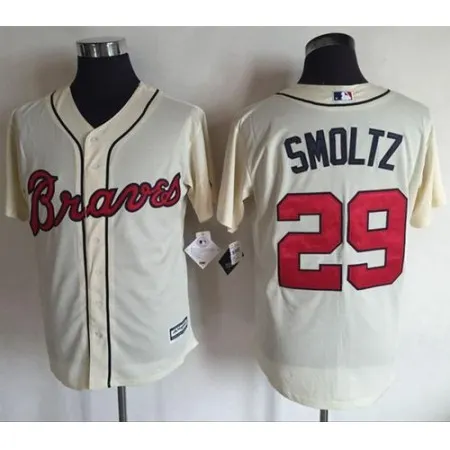 Braves #29 John Smoltz Cream New Cool Base Stitched MLB Jersey