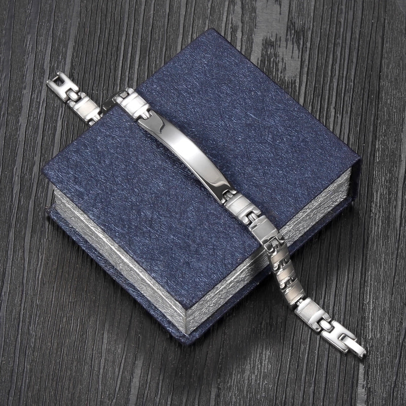 Modern Style Minimalist Solid Color 304 Stainless Steel ID Bracelet In Bulk