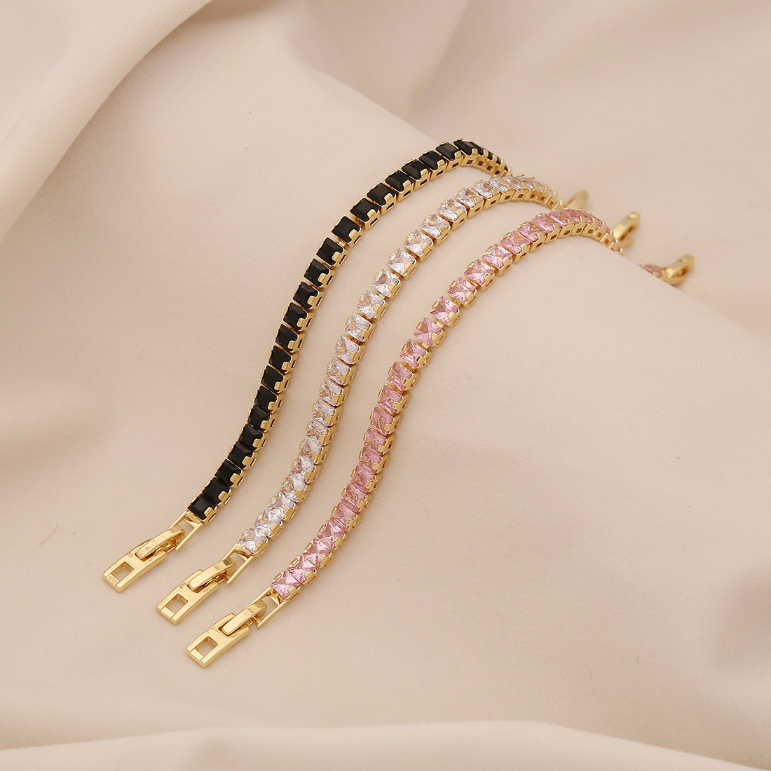 Multi-Color Square Zirconium Bracelet Fashionable And Versatile Hand Jewelry Niche B625