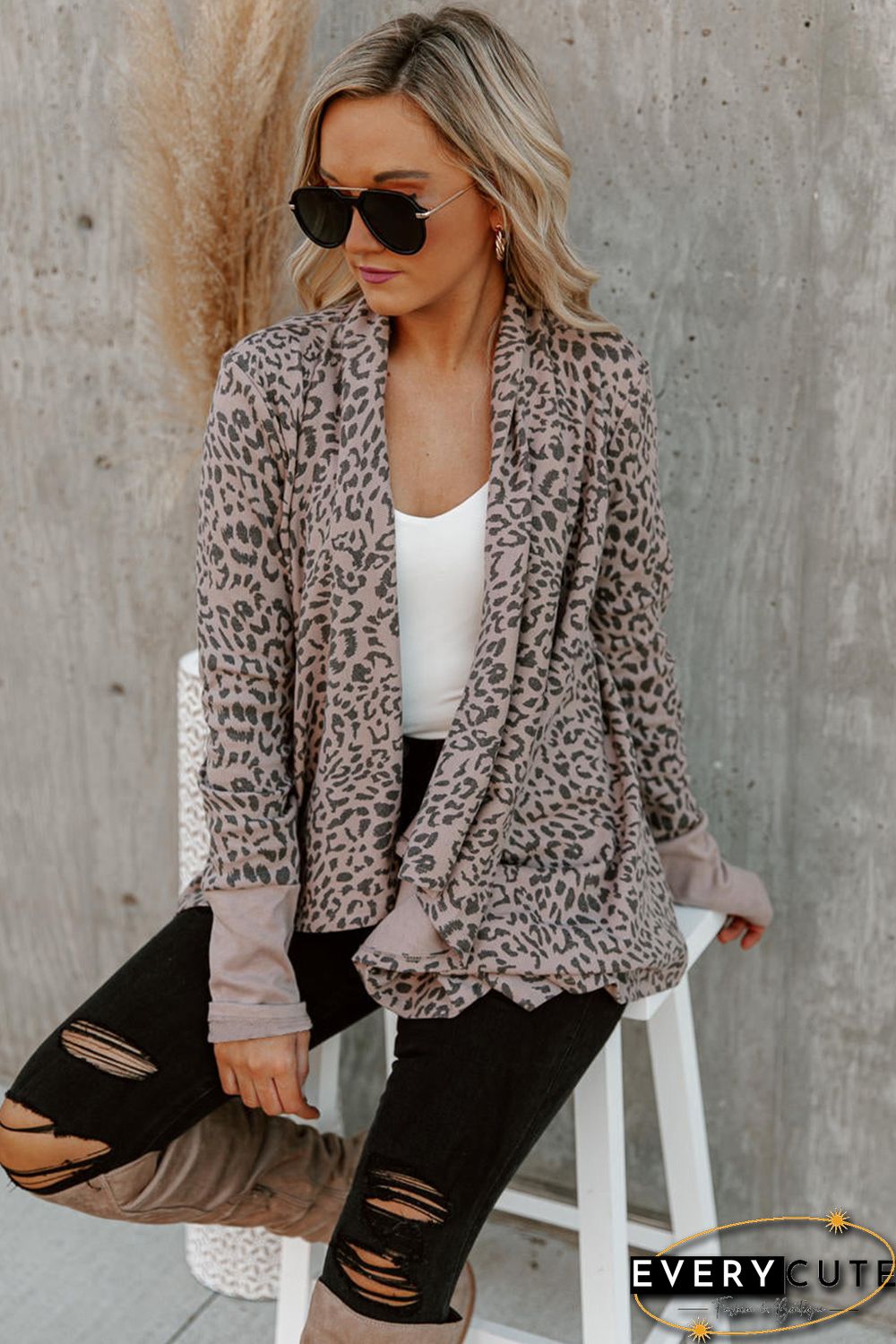 Leopard Open Front Cardigan