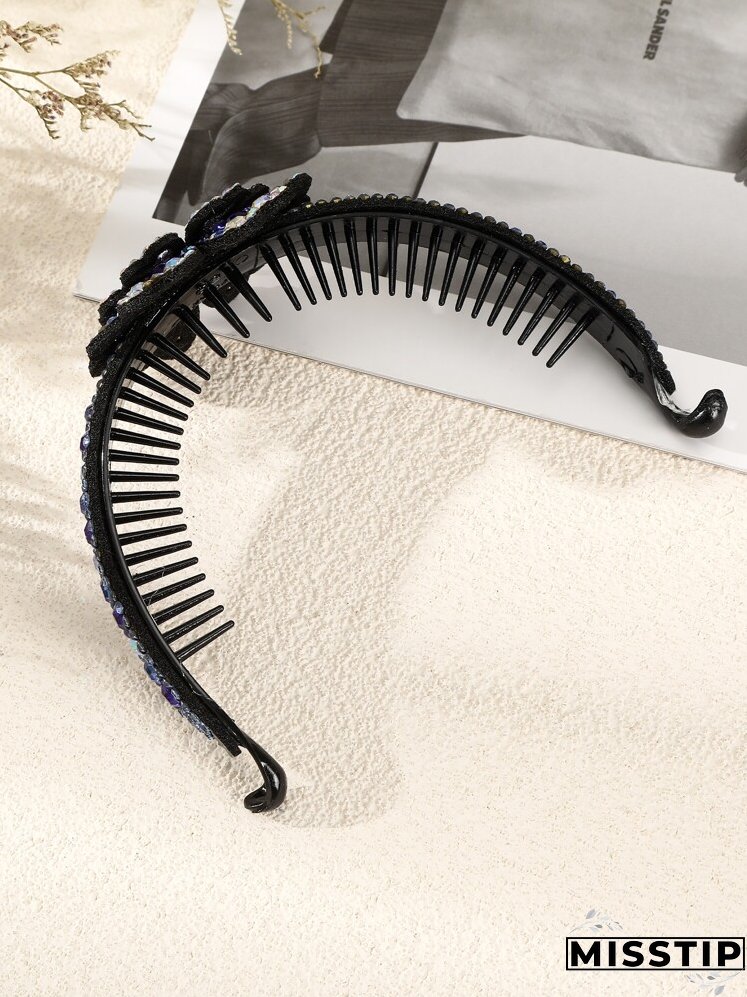 Rhinestone Flower Decor Banana Clip