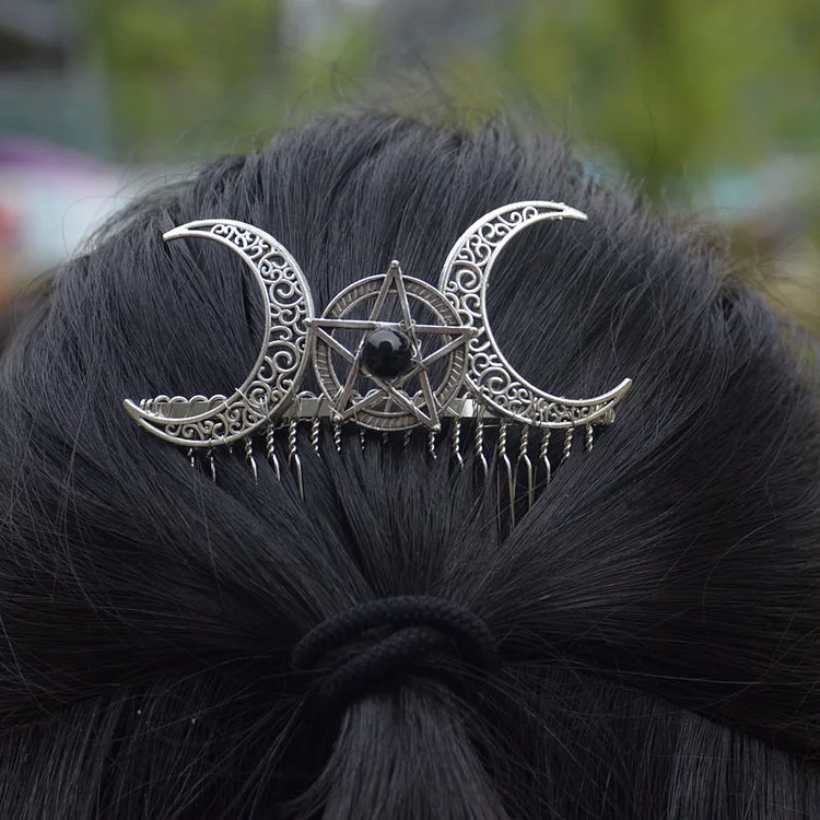 Moon & Pentagram Hair Slide