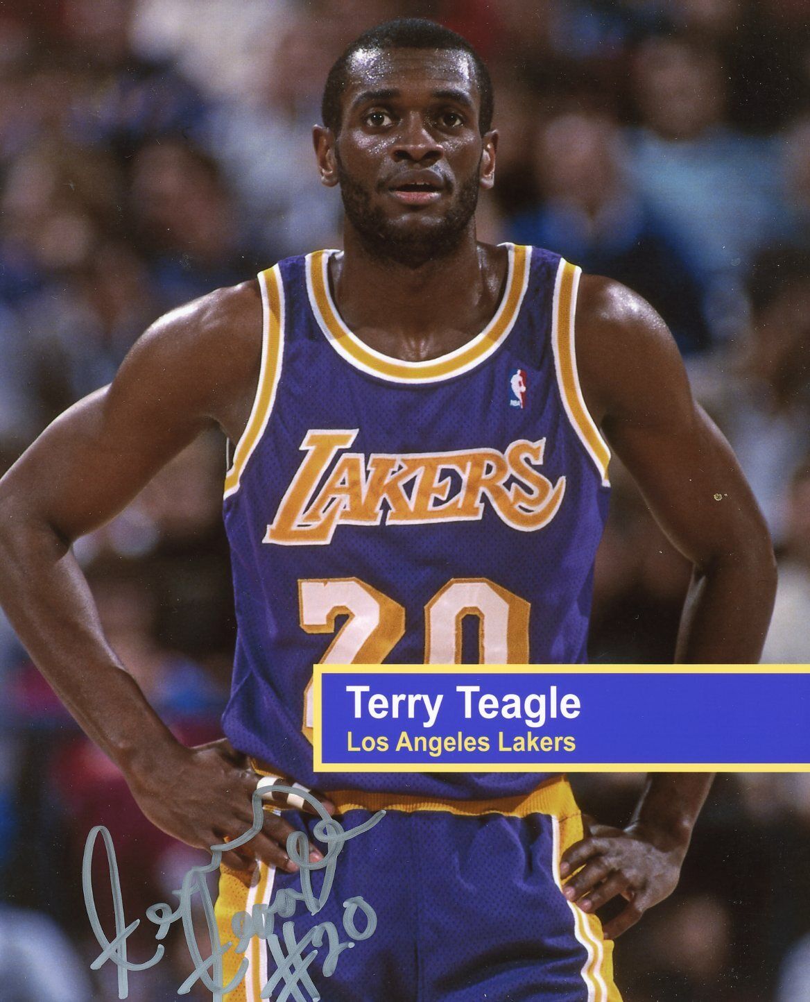 Terry Teagle autographed 8x10 Lakers Warriors Baylor#13