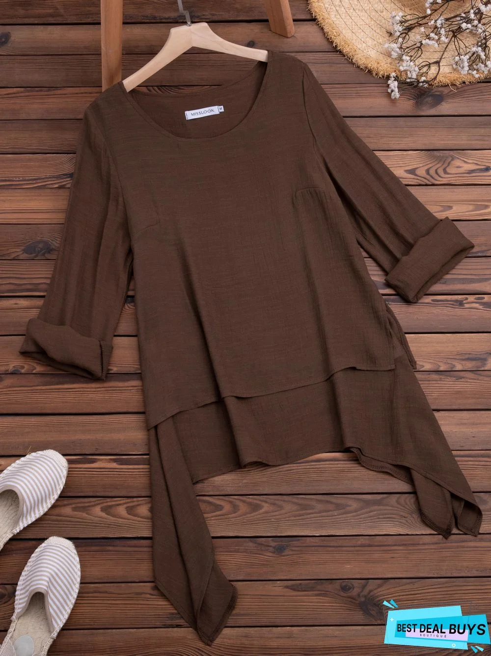 Long Sleeve Asymmetrical Casual Paneled Top
