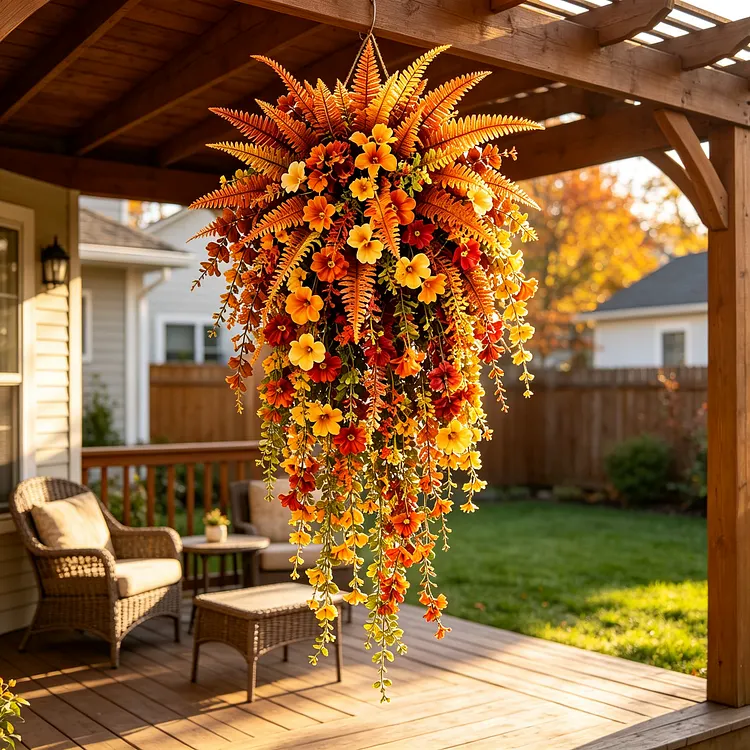 🔥Hot Sale 50% OFF🌼🍂 ARTIFICIAL FALL HARVEST HANGING BASKET - AUTUMN PORCH & DOOR DECORATION