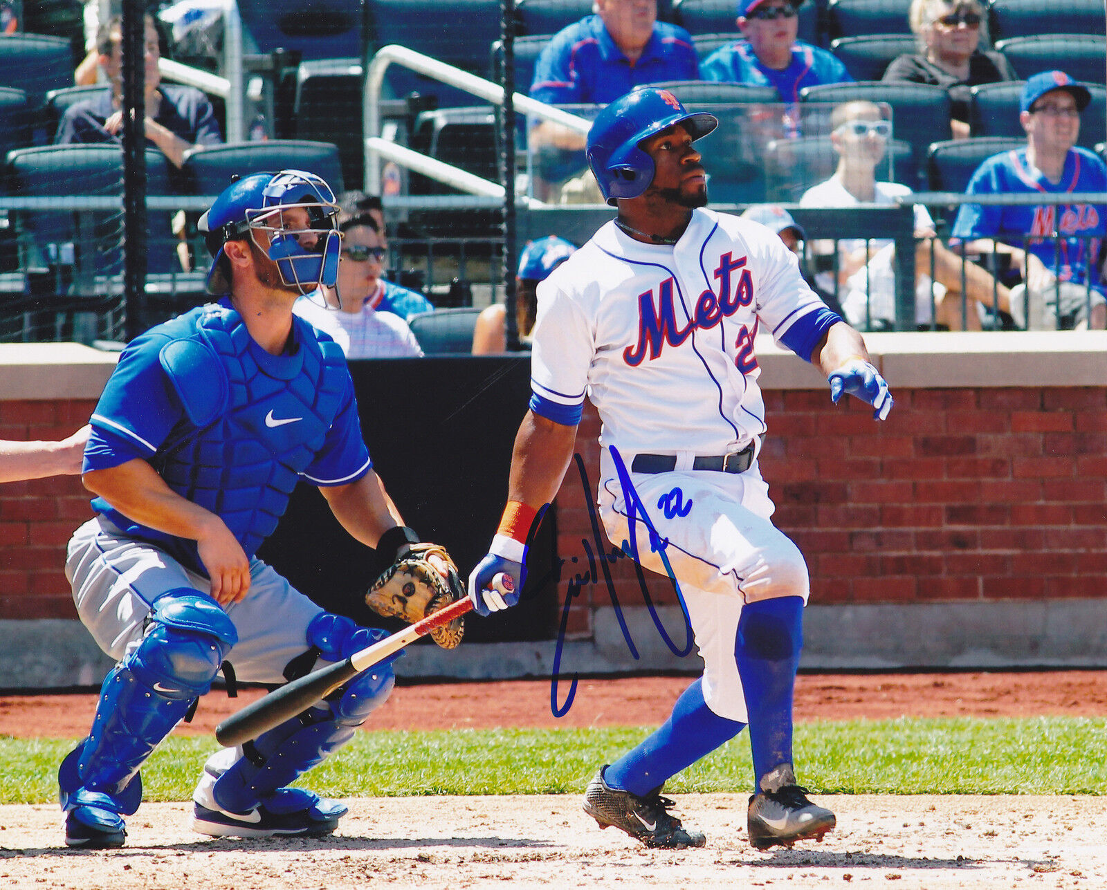 ERIC YOUNG JR NEW YORK METS ACTION SIGNED 8x10