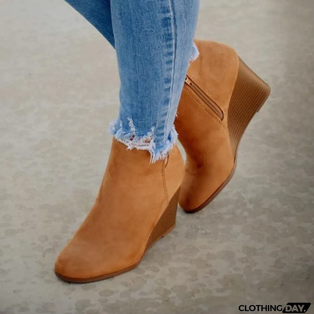 Side Slit Wedge Booties