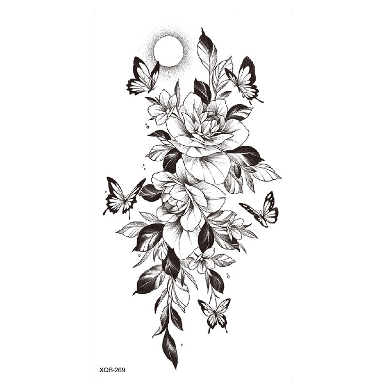 42 Designs Waterproof Temporary Tattoo Stickers Small Full Arm Flower