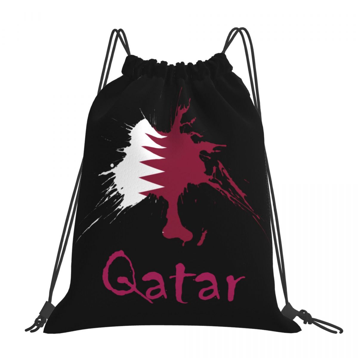 Qatar Ink Spatter Unisex Drawstring Backpack Bag Travel Sackpack