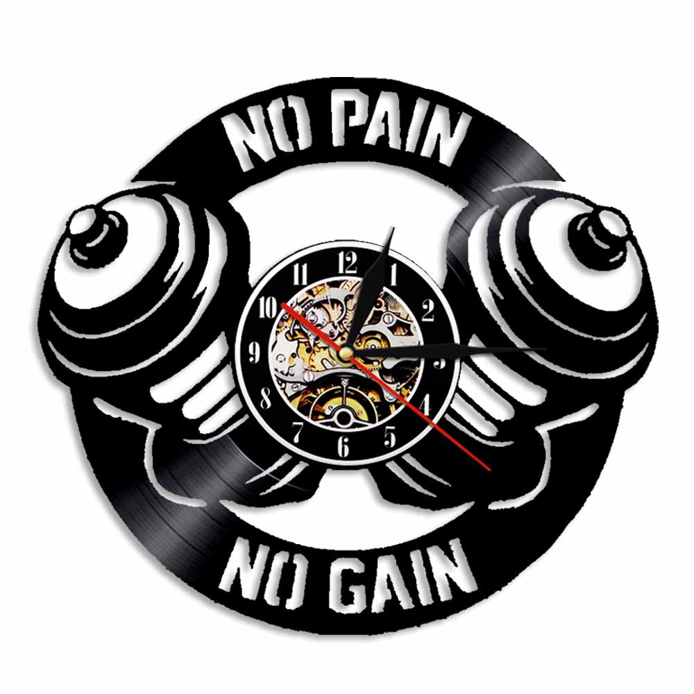 

No Pain No Gain - Vinyl Record Wall Clock - Without LED, 501 Original