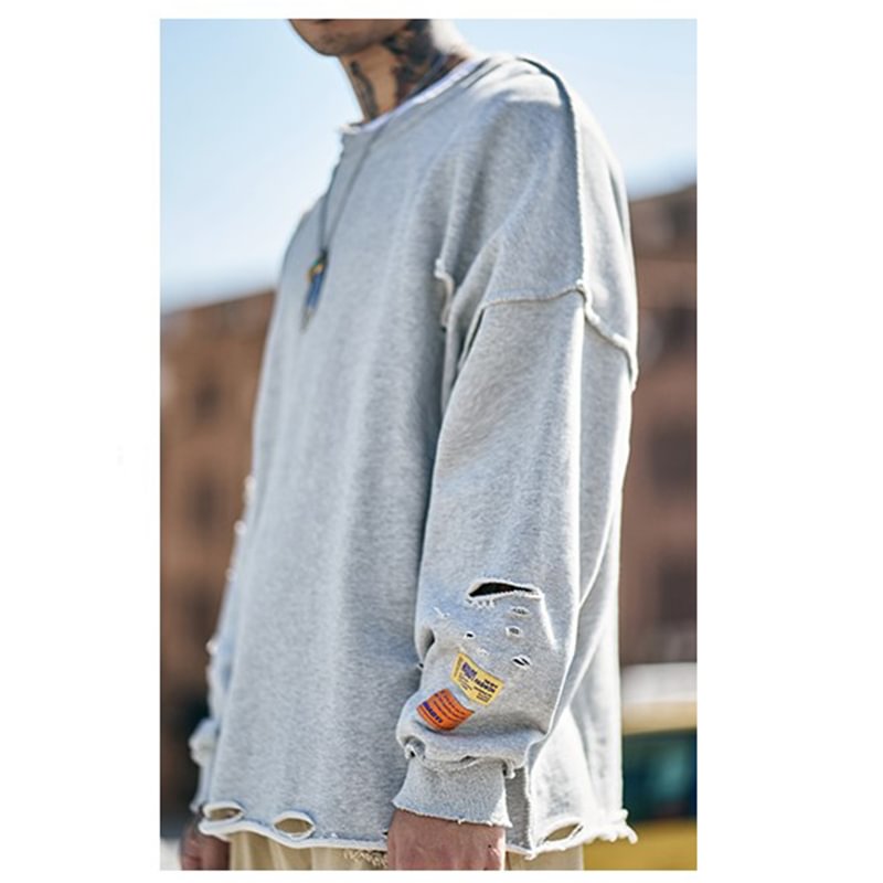 Solid Color Round Neck Sweater-barclient
