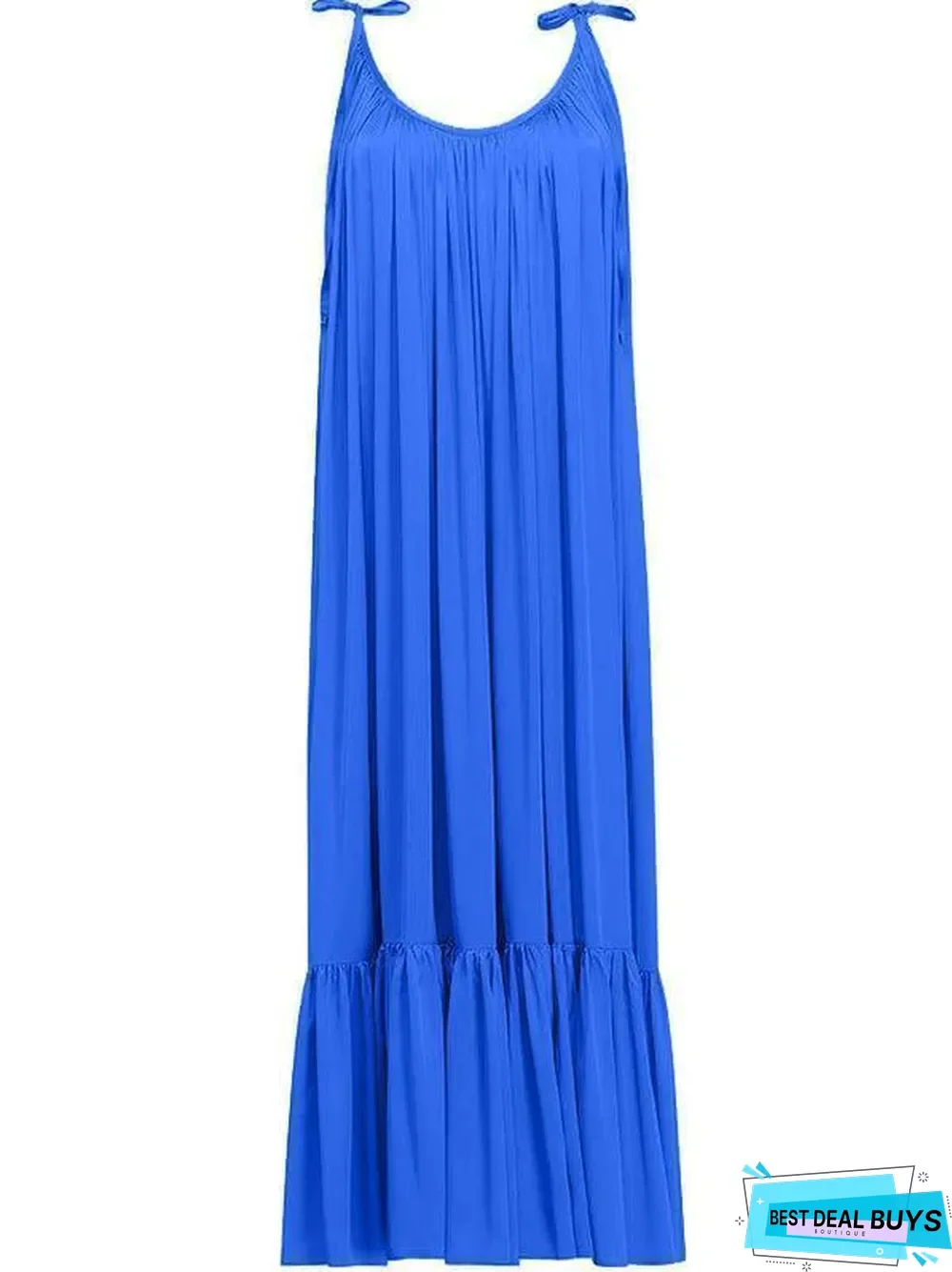 Elegant Spaghetti Strap Flowing Plain Maxi Dress