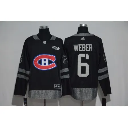 Montreal Canadiens #6 Shea Weber Black Men's 1917-2017 100th  Anniversary   Stitched NHL Jersey