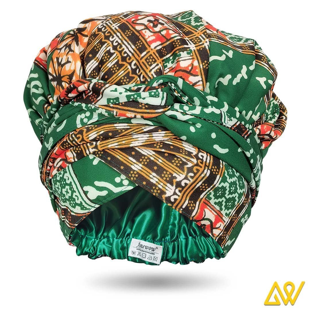 African Print Head Wrap With Satin-Lined-AW1163