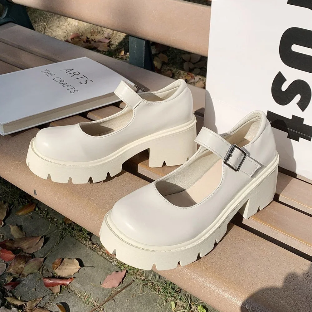 Lolita Shoes Women Japanese Style Mary Jane Shoes Women Vintage Shallow High Heels Chunky Platform Shoes Cosplay Female Sandals