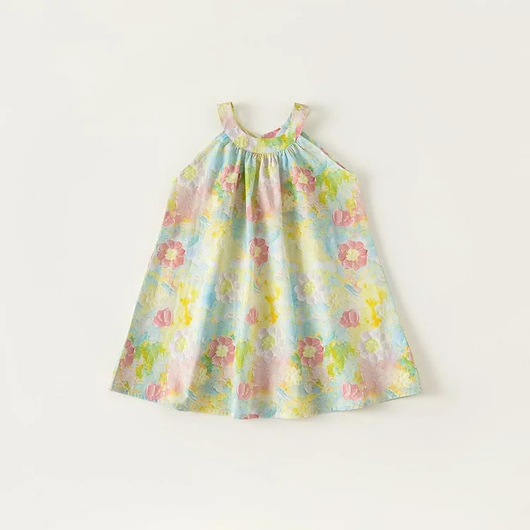 Toddler Girl Halterneck Flower Sleeveless Dress