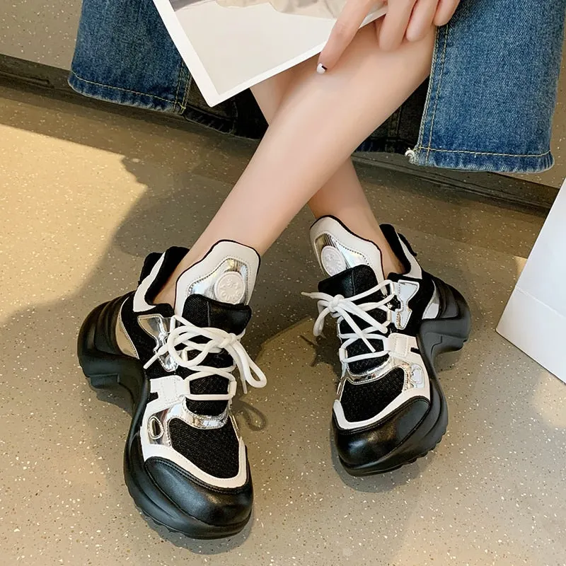 Summer Shoes Women 2021 Brand Design Bling Sequined Women's Casual Shoes Fashion Female Chunky Sneakers Stylish Sport Shoes