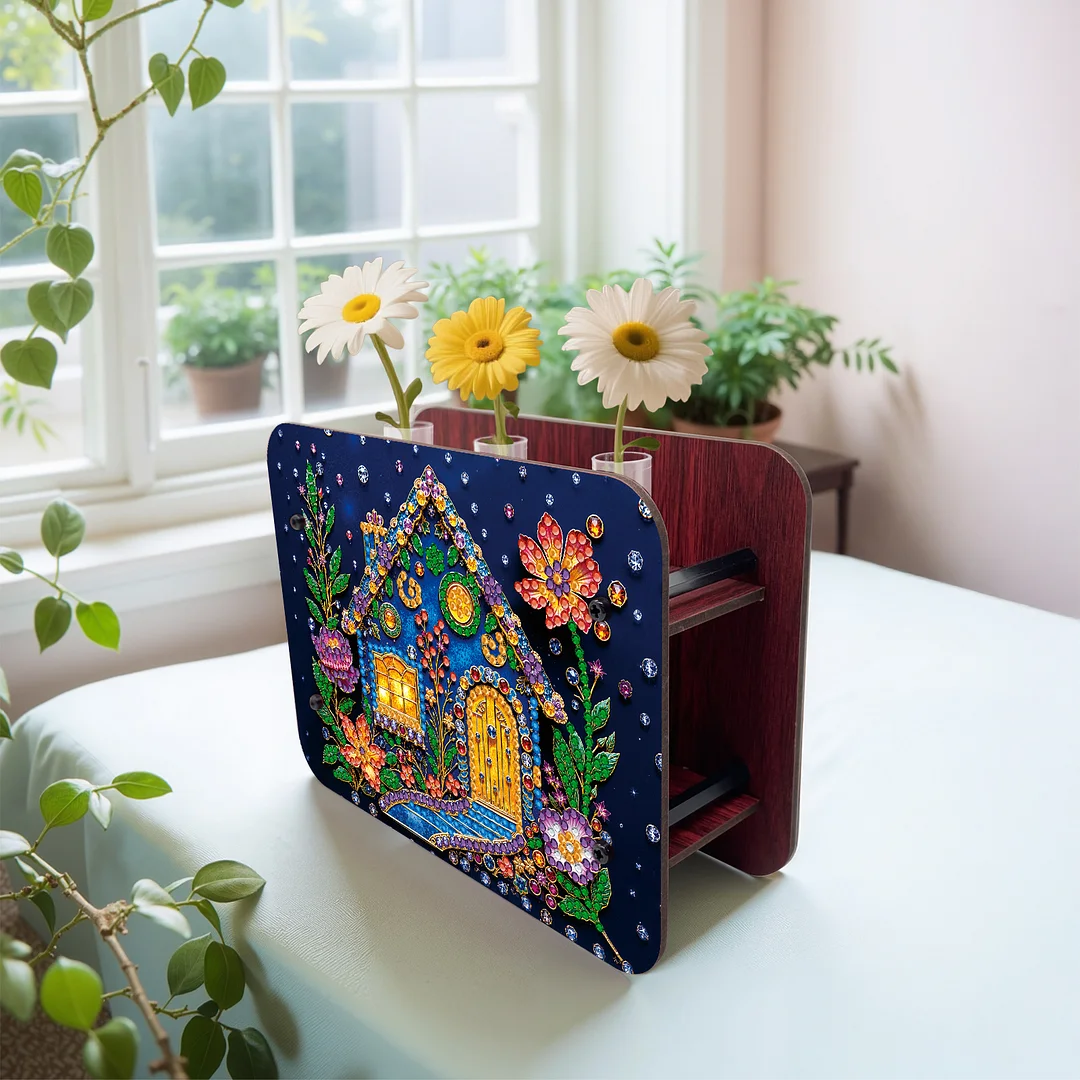 Gem House DIY Diamond Painting Wooden Tube Vase for Adults Gift Idea Home Decor