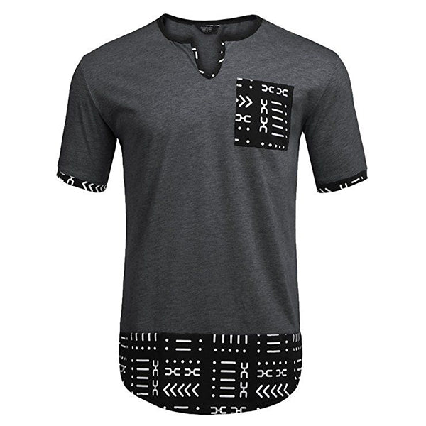 Men Hipster Hip Hop Aztec Graphic Print Longline T-Shirt