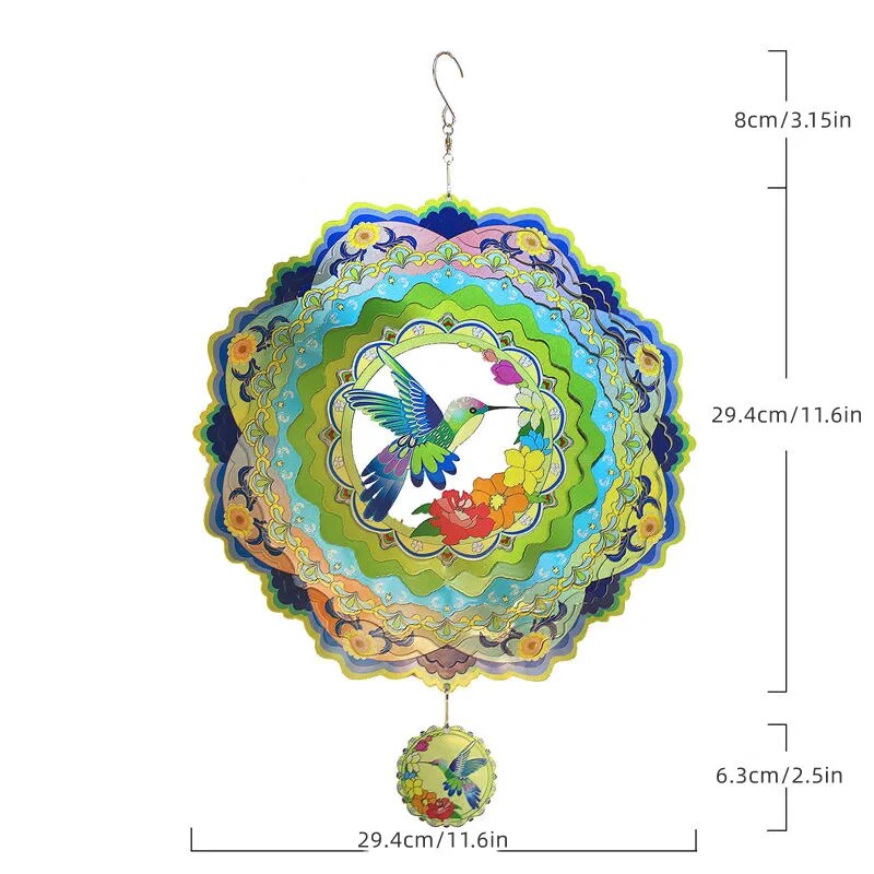 Tegooe Hummingbird 3D Metal Wind Spinner for Garden Patio Decor Tegooe