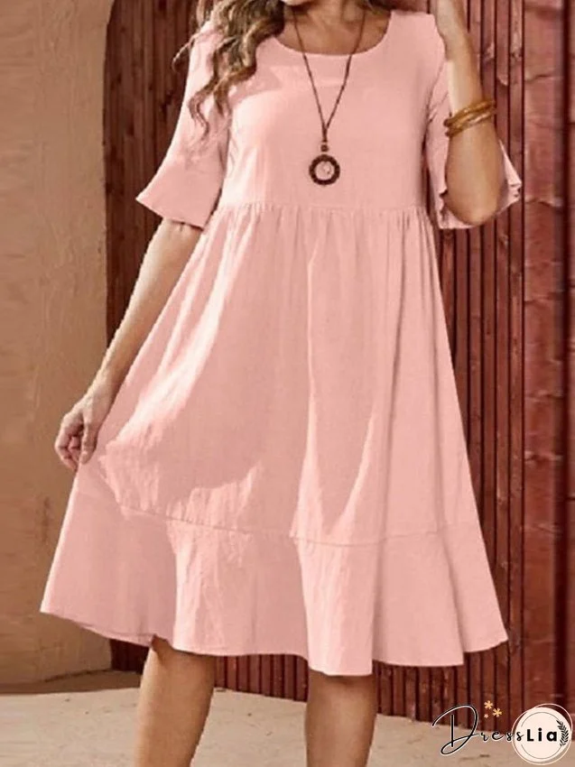Casual Dress Black Dress Summer Dress Mini Dress Ruched Daily Holiday Date Fashion Modern Crew Neck Half Sleeve Regular Fit Pink Navy Blue Green Color S M L XL XXL Size for Women