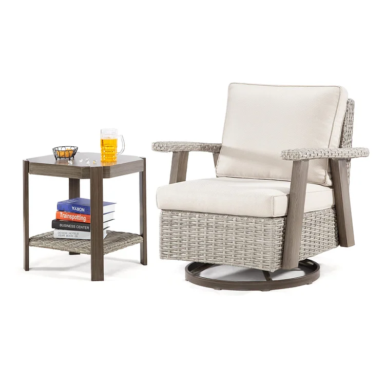 Joyside Ergonomic Structure Patio Chair with Side Table Set, 2-Piece