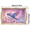 (US Local)Diamond Painting Wooden Serving Tray Diamond Art Dining Plate (Flower Bird)